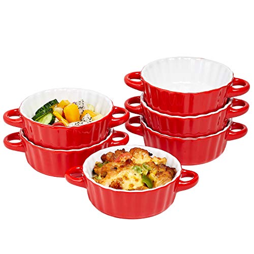 Bake And Serve 10oz. Oven Safe Set Of 6 Ceramic Souffle Dishes, Round