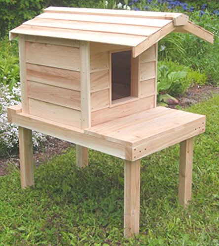 Outdoor Cat House With Lounging Deck And Extended Roof Thermal