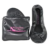 Womens flats Foldable BLACK with EXPANDABLE TOTE Bag for carrying High Heels SIZES 5 to 12 large ladies shoes Portable Travel Fold up Shoes Prom Folding Shoes Ballet Comfortable Roll up party shoe.
