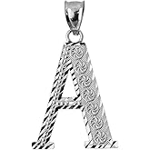 Claddagh Gold .925 Sterling Silver Initial Letter A Charm Pendant, 1.25"