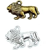 hobbyhub 50Pcs Antique Bronze Lion Pendants,Animal Charms Alloy Pendant,DIY Jewelry Necklace Accessories Crafting