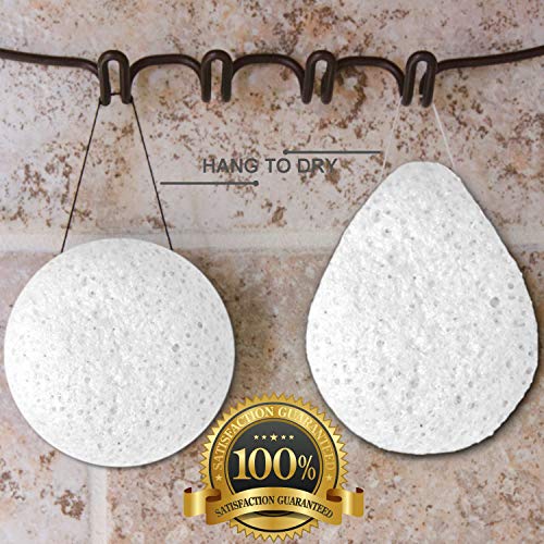 Konjac Body Sponge (6 Pack) Individually Wrapped MultiPack Pure (White