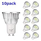 KINGSO 10 Pack GU10 LED Bulbs,5W 16 SMD Pure White Bulbs 60W Halogen Bulb Equivalent, 500LM Recessed Lighting Downlight Light Lamp Energy Saving AC 110V