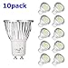 KINGSO GU10 LED Bulbs - 40W Halogen Bulbs Equivalent, 4W 550LM, 6000K, 120° Beam Angle, MR16 LED Light Bulbs, AC 85~165V, Pack of 10 - Pure White