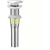 Pop-Up Sink Drain for No Overflow Basin, Stainless Steel, Hair Catcher Filter, 7.09 inch Length, Brushed Nickel (Nonporous)