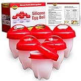 Egg Cooker Cups - for Hard and Soft Boiled Eggs Without Shells. Set of 6 Made from Non-Stick, BPA Free Silicone. As Seen on TV. Easy to Use. Bonus Recipe eBook. Delicious Healthy Egg Dishes Every Time