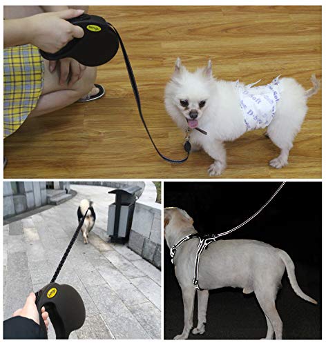Retractable Dog Leash 16ft, Strong Durable, Walking Leash Large Medium Small Dogs 110lbs, Comfortable Anti-Slip Handle, Reflective Ribbon Cord, One Hand Operation YujueShop