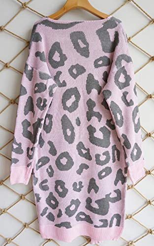 image for Angashion Women's Long Sleeves Leopard Print Knitting Cardigan Open Fr