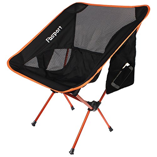 Lightweight Folding Camping/Backpack Chair,Fbsport Compact & Heavy Duty (Supports 330 lbs)Portable Chairs For Beach, Camp, Backpacking, Outdoor Festivals,Includes wide feet. (Orange)