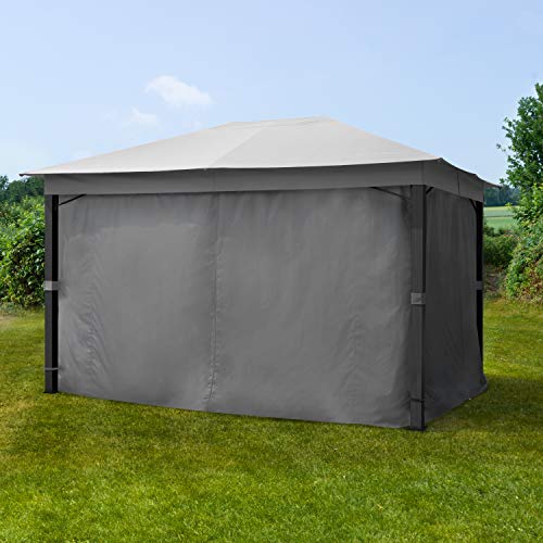 TOOLPORT Gartenpavillon 3x4 m ALU Premium ca. 220 g/m² Dachplane wasserdicht Pavillon 4 Seitenteile Gartenzelt hellgrau ca. 9x9cm Profil – Bild 3