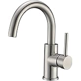 CREA Bar Sink Faucet, Bathroom Kitchen Faucet Brushed Nickel Pre Wet Small Mini Kitchen Bath Utility Marine Faucet Single Hole Stainless Steel Farmhouse Vanity Lavatory Faucets Outdoor