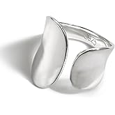 WPPHXY 925 Sterling Silver Wide Band Ring Simple Handmade Hammered Chunky Statement Rings Adjustable Boho Thumb Ring for Women Men