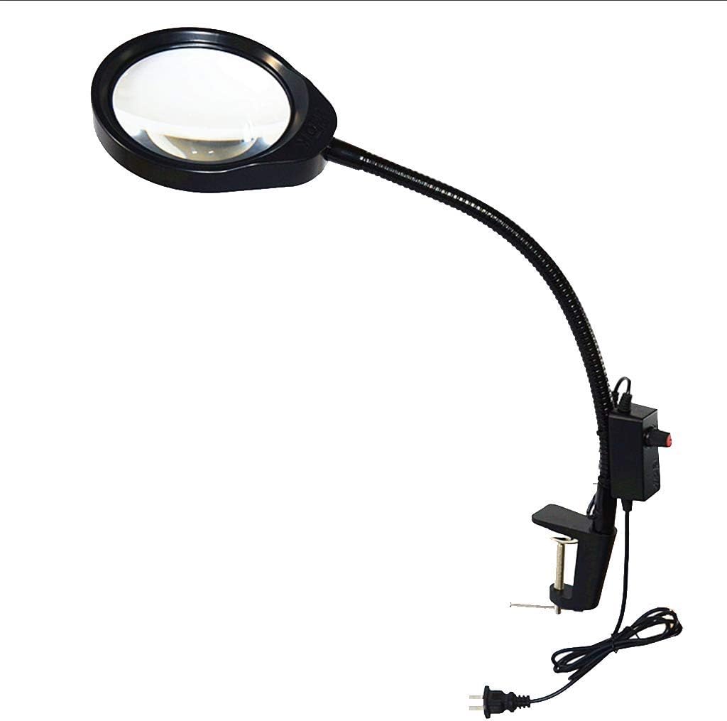 Magnifying Glass with Lamp Bracket Clip Arm Hands-Free Light Glass Table Lamp Holder Clip Hobby Reading