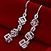 Naivo 18K White Gold Plating White Crystal Drop Earrings Cubic Pendant Fashion Romantic Lady Jewelry