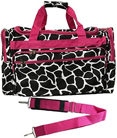 22-inch Travel Duffle Bag | Multiple Designs to Choose From | Perfect Travel Size Duffel Bag by Unique Traveler (Giraffe-Pink Trim)