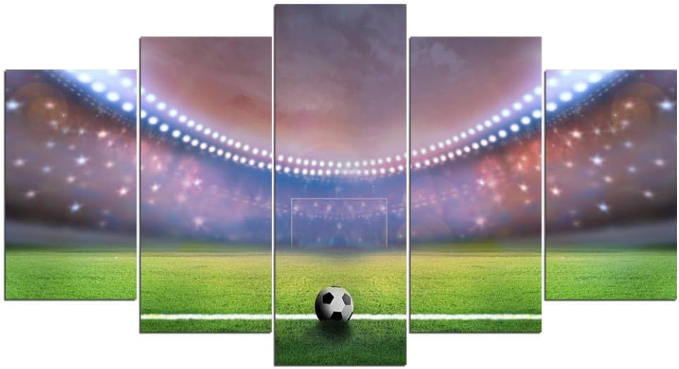 Amazon Chunxd Hdプリント5ピースプリントキャンバスアートサッカーコートスポーツホームデコレーションアクセサリーウォールピクチャー用寝室ポスター 壁飾 絵画 ウォールステッカー オンライン通販