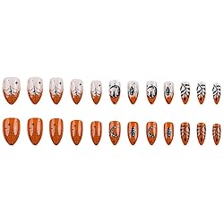 24Pcs Halloween Press on Nails Almond Short Fake