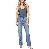 Judy Blue Women's Mid-Rise Cell Phone Pocket Dad Straight Leg Jeans 82540 (US, Numeric, 44, Regular, Regular, Blue)