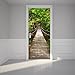 Fymural 3D Door Wallpaper Murals Wall Stickers-Old Town for Home Decoration Self-Adhesive Vinyl Removable Retro Art Door Decals 30.3x78.7