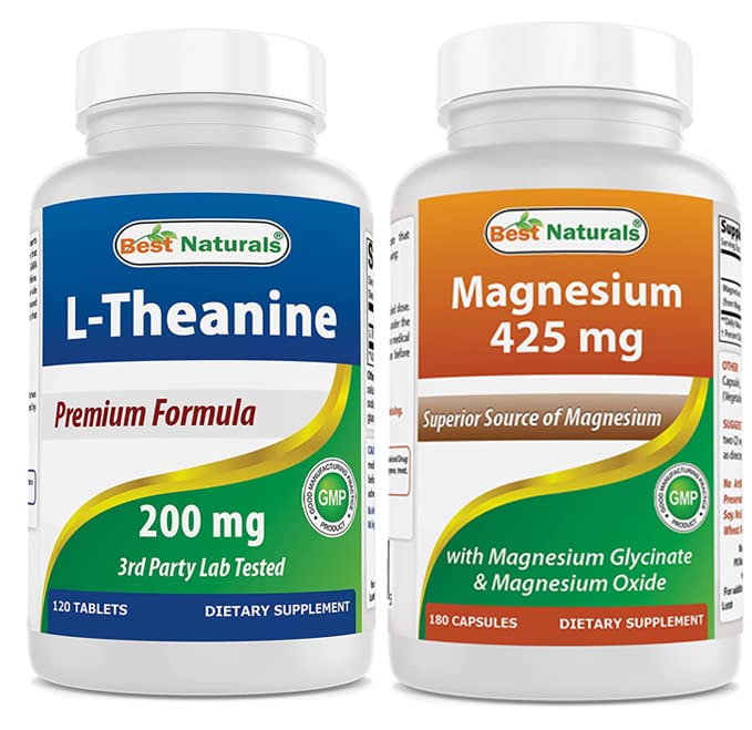 Best Naturals L-Theanine 200mg & Magnesium Glycinate 425 mg