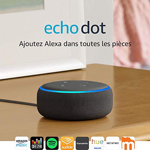 Echo Dot (3ème génération), Enceinte connectée avec Alexa, Tissu anthracite