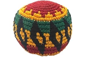 Mia Jewel Shop - Rasta Hacky Sack Footbag | Multicolored Kick Ball for Juggling | Geometric Crochet Foot Bag | Kick Sack for Adults & Kids | Handmade Gifts from Guatemala
