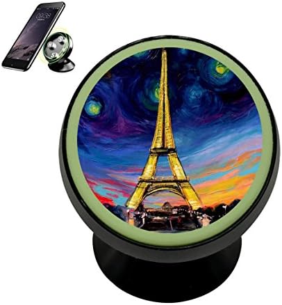 Eiffel Tower 3D Printing Magnetic Phone Car Mount Holder for iPhone 360 Rotation Noctilucent Function,Black