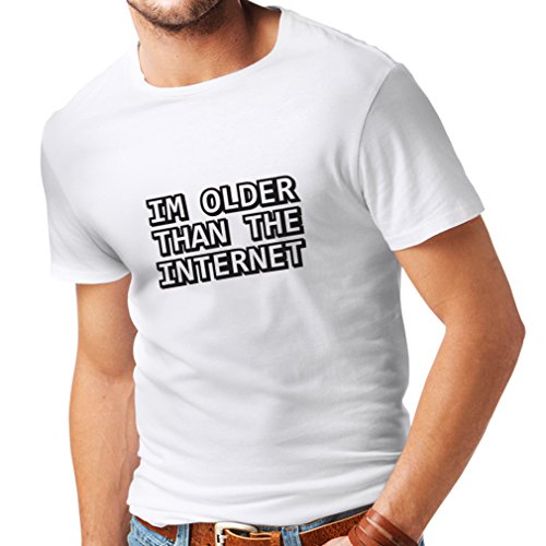 T Shirts for Men I am Older Than The Internet Funny Birthday Gift Ideas (Medium White Black) - Thumbnail 2