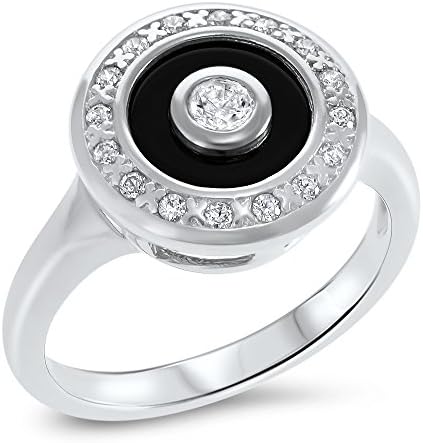 Amorucci Sterling silver Allegra Ring. Rhodium plated set with White Cubic Zirconia Stones and Black Ceramic Insert. Size 7.25. Everyone deserves to be spoiled with jewelry.