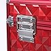 SONGMICS 24 compartments Nail polish storage makeup train case and 1 Drawer Professional Organizer Beauty Vanity Makeup Case with Mirror Portable Cosmetic Holder Red UMUC18R