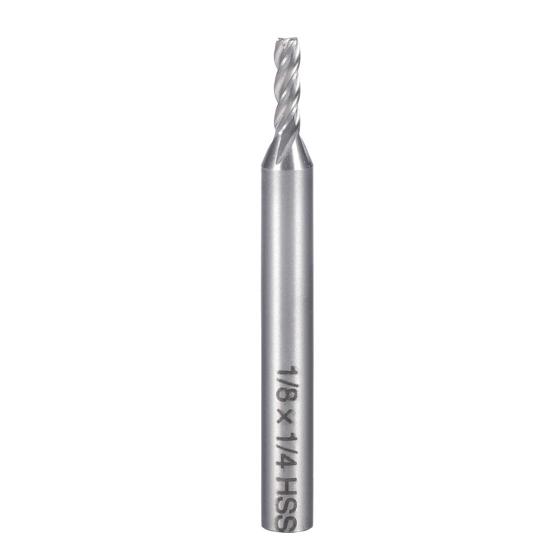 sourcingmap 1/8" Cutting HSS-AL Spiral Drill Bit Straight End Mill Cutter 4 Flute with 1/4" Shank