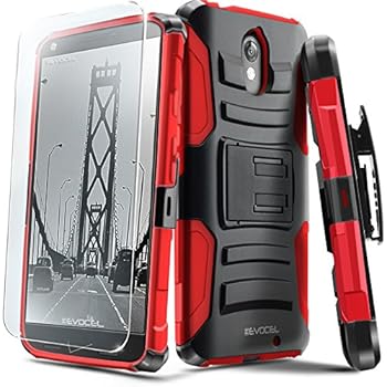 Droid Turbo 2 Case, Evocel [Generation Series] Belt Clip Holster, Kickstand, HD Screen Protector, Dual Layer for Motorola Droid Turbo 2 (XT1585/ 2015 Release), Red (EVO-MOTXT1585-AB203)