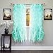 Sweet Home Collection SHRPNL-63-SEA-2PK Sheer Voile Vertical Ruffled Window Curtain Panel 50