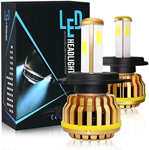 Treedeng LED Headlight Bulbs,4 Side LED bulbs, Extremely Bright COB LED Chip, 60W 7000LM 6000K, Turbo Heat Dissipation, 2 Year Warranty (H4)