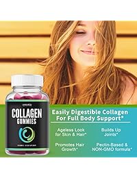 Collagen Gummies Formulado para aumentar el cabello, la piel y el crecimiento de uñas con...