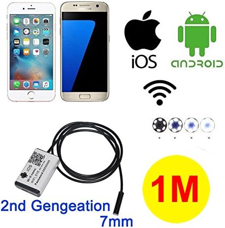 [Upgrade Version] Baber Wifi Endoscope Wireless Borescopes Endoscope Inspection Camera 7mm Snake Inspection Camera Borescope Tube Waterproof Camera for Android IOS, iPhone, Samsung, iPad - 1 Meter