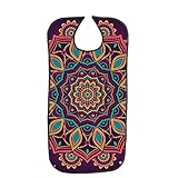 Adult Bibs with Waterproof PVC Backing, Adult The Eldly Bib Adult Washable Dining Bibs for Elderly, Mandala Flower Print with Snap Closure
