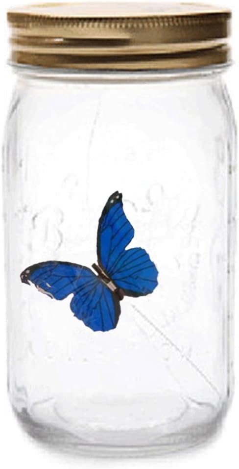 Hergon LED Animated Butterfly in A Jar,LED Night Light with Battery Operated,Christmas Gift for Women Kids,Baby Bedroom Table Decor