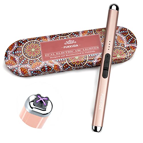 Rechargeable Electric Candle Lighter - Dual Arc Plasma Windproof Lighter Rose Gold