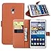 Fettion Huawei Mate 2 Case, Premium PU Leather Wallet Flip Phone Protective Case Cover with Card Slots and Magnetic Closure for Huawei Ascend Mate 2 Smartphone (Folio - Brown)