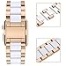 V-MORO Resin Bands Compatible Apple Watch Bands 38mm 40mm iWatch Women Series 4/3/2/1, Luxury Metal Stainless Steel Metal Wristband Bracelet Strap (White/Copper, 38mm)
