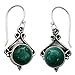 NOVICA .925 Sterling Silver Dangle Earrings with Malachite, Forest Charm'