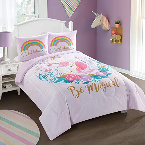Heritage Kids Kids and Toddler Ultra-Soft Magical Unicorn and Rainbow Easy-Wash Microfiber Comforter