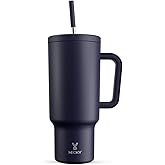 Meoky 40 oz Tumbler with Handle and Straw: Stainless Steel Insulated Tumbler with Lid and Straw - 100% Leak Proof Tumbler for Car Cup Holders - Travelers Commuters Workers, Blueberry