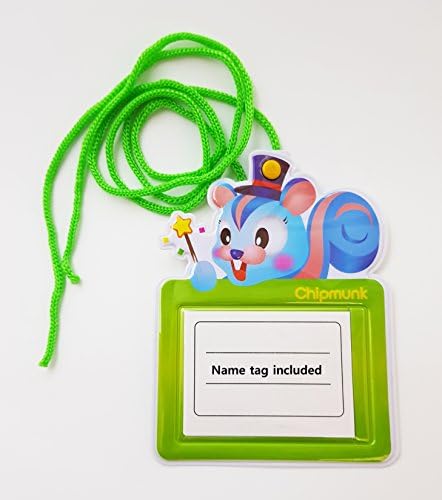 Cute Animal Character Kids Name Badge Holder Set with Lanyard Necklace Inserted Name Tag (50 pack, Chipmunk)
