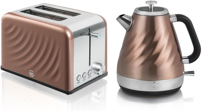 Swan Set 1 6L Twist Kettle And 2 Slice Twist Toaster Copper