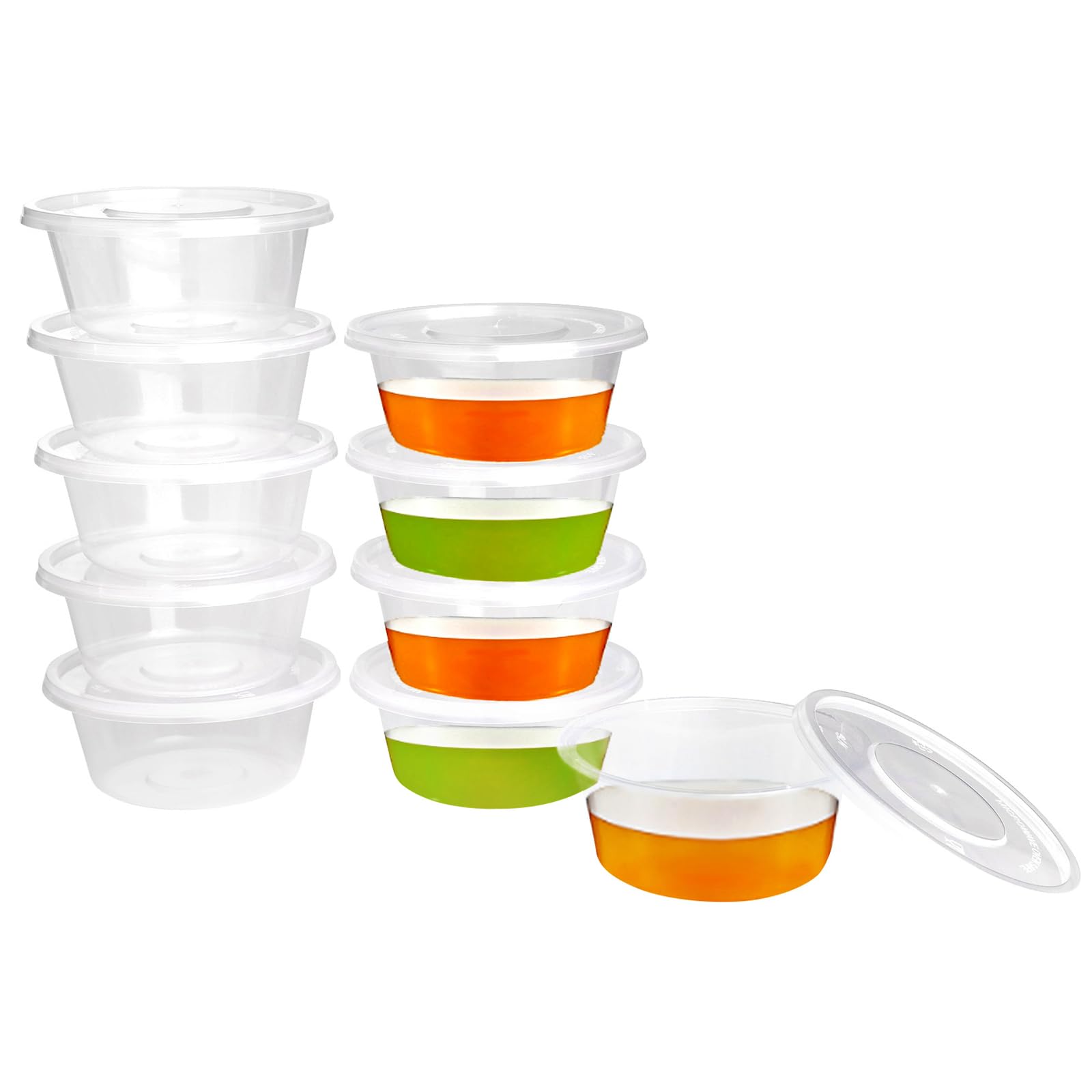 Surflyee 40 Pack Plastic Containers with Lids, 50ML 2OZ Plastic Food Containers with Lids, Sauce Pots, Leakproof, Small Pots for Takeaway Food, Pot for Dip, Soup, Salad, Condiment