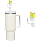 Yellow Cactus Straw Cover for Stanley 40&30 Oz Cup, 10mm Silicone Straw Covers Cap for Stanley Cup Accessories, Straw Cap Stopper for Reusable Straws Tip Lids, Cute Straw Topper for Tumblers