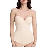 Decorus Seamless Strapless Shapewear Bodysuit - Tummy Control Sculpt Body Shaper : Cupped with Removable Straps