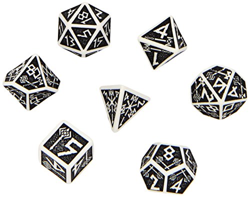 Q-Workshop Dwarven White & Black Dice Set (7 Piece)